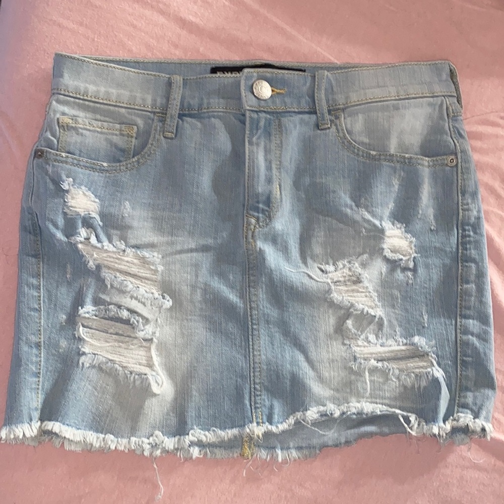 light wash jean skirt